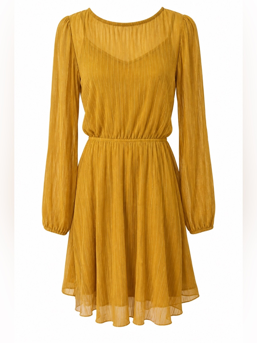Leith Sheer lined mustard dress Medium
